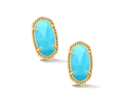 Kendra Scott Ellie Stud Earrings - Gold Turquoise Magnesite For Sale