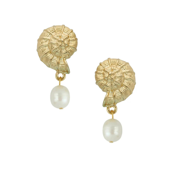 Susan Shaw Nautical Shell + Pearl Earrings Hot on Sale