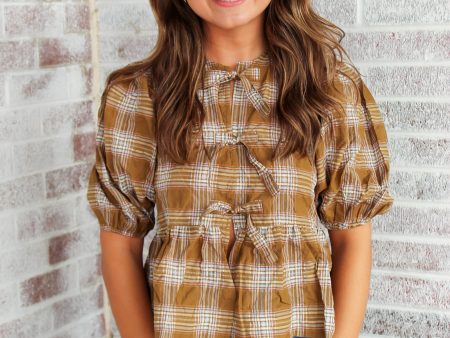 Lost Your Chance Plaid Peplum Top For Sale