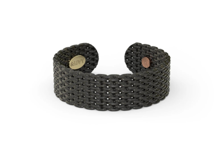 &Livy Metalysic Mesh 6mm Adjustable Ring - Platinum Black Online Sale