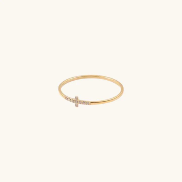 Nikki Smith Crystal Cross Ring - Gold Online Hot Sale