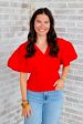 Game Day Girly Short Sleeve Woven Blouse Fashion