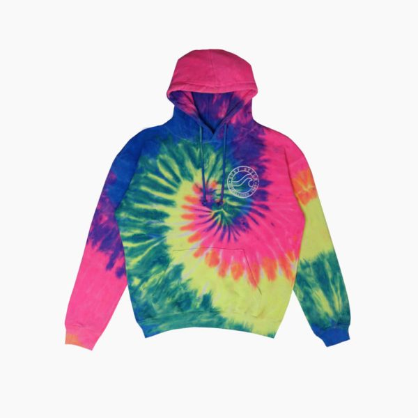 Brushed Wave Rainbow Tie Dye Hoodie Online now