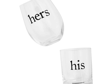 Mud Pie His & Hers Glass Set on Sale