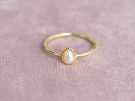 Grit & Grace Coastal Charm Layering Ring - Pearled Tear Drop Sale