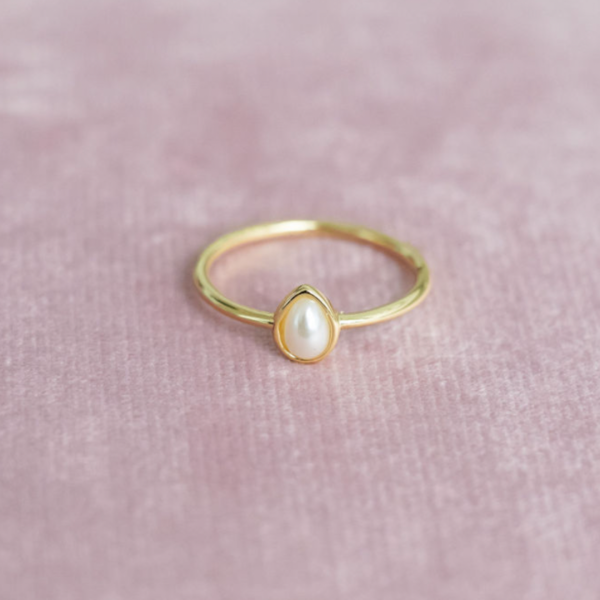 Grit & Grace Coastal Charm Layering Ring - Pearled Tear Drop Sale