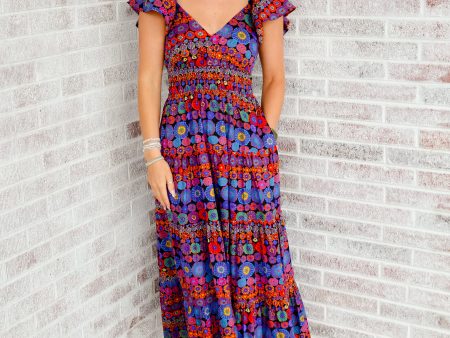 Be My Guest V-Neck Print Midi Dress For Cheap