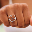 Pura Vida Peace Sign Ring - Silver Online