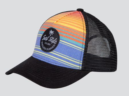 Poly Stripe Trucker Cap For Discount