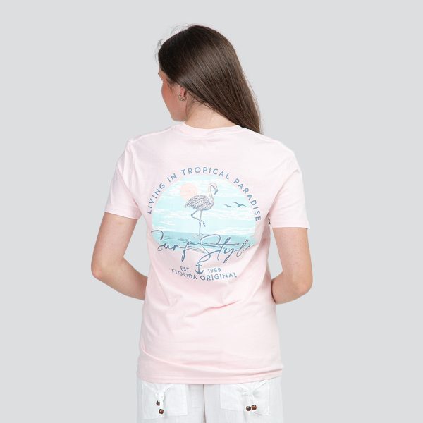 Pastel Flamingo Basic T-Shirt For Cheap