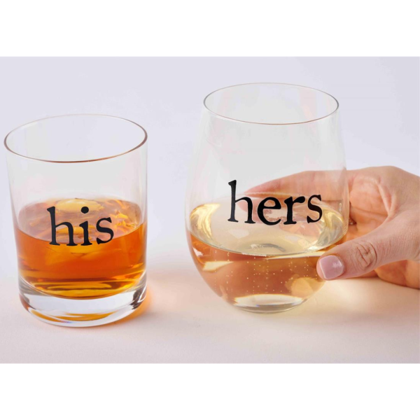 Mud Pie His & Hers Glass Set on Sale