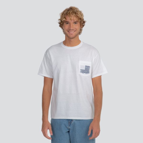 Vertical Flag Pocket Basic T-Shirt For Discount