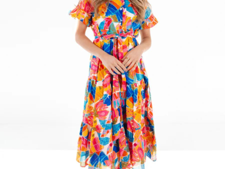 J. Marie Alana Button Up Midi Dress - Multi on Sale