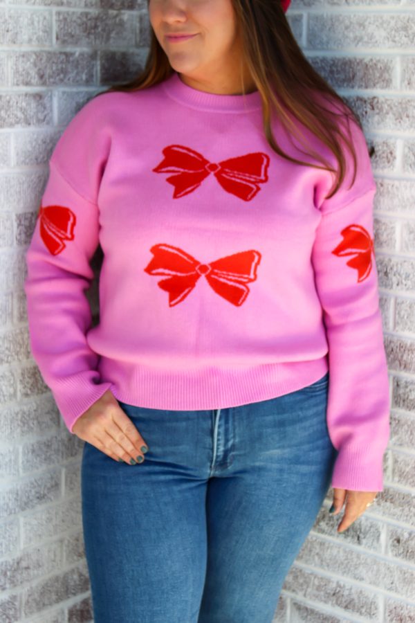 Not Ready To Go Bow Knit Sweater Online Sale