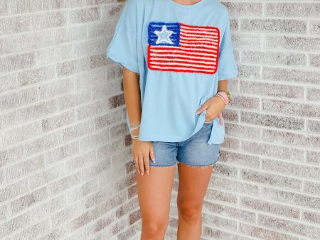 Wild Indigo - Cue The Sparklers USA Flag Embroidery Tee Fashion