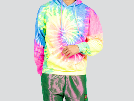 Brushed Wave Rainbow Tie Dye Hoodie Online now