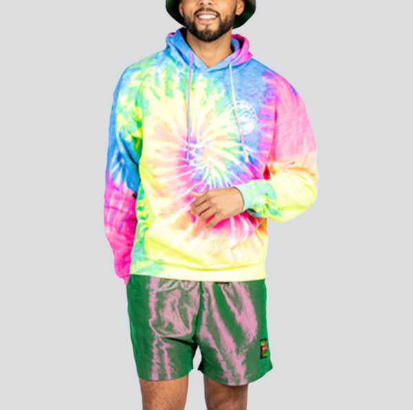 Brushed Wave Rainbow Tie Dye Hoodie Online now