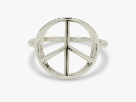 Pura Vida Peace Sign Ring - Silver Online