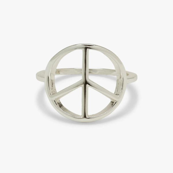 Pura Vida Peace Sign Ring - Silver Online