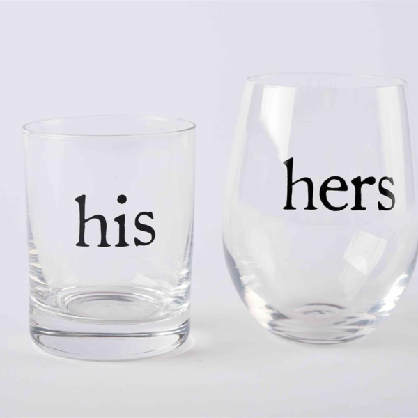 Mud Pie His & Hers Glass Set on Sale