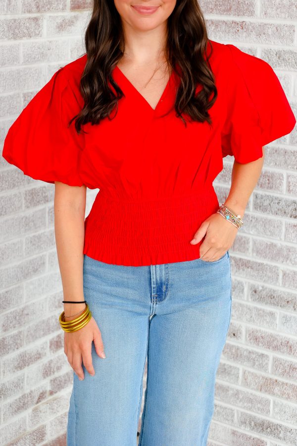 Game Day Girly Short Sleeve Woven Blouse Fashion