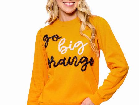 Stewart Simmons - The Go Big Orange Glitter Script Long Sleeve Online Sale