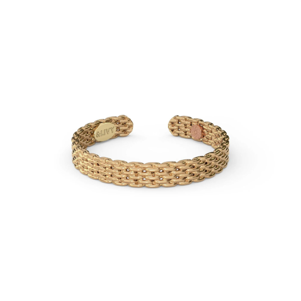 &Livy Metalysic Mesh 3mm Adjustable Ring - Platinum Gold Online now