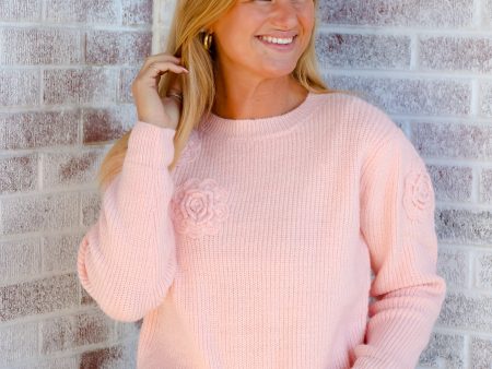 Cozy and Warm Rose Embellishment Sweater Pullover For Discount