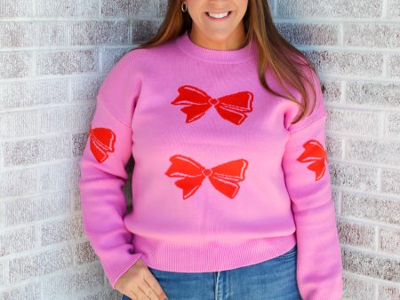 Not Ready To Go Bow Knit Sweater Online Sale