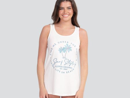 Women Pastel Palms Flowy Tank Top Fashion