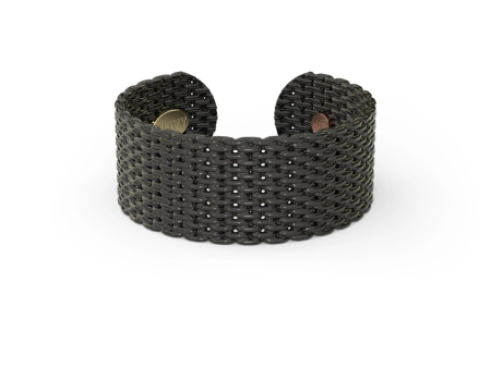 &Livy Metalysic Mesh 8mm Adjustable Ring - Platinum Black Online Sale