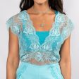 Primula Lace Top - Turquoise For Discount