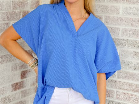 The Hope Of It All V-Neck Textured Top Discount