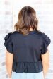 First Down Peplum Ruffle Detail Top Cheap